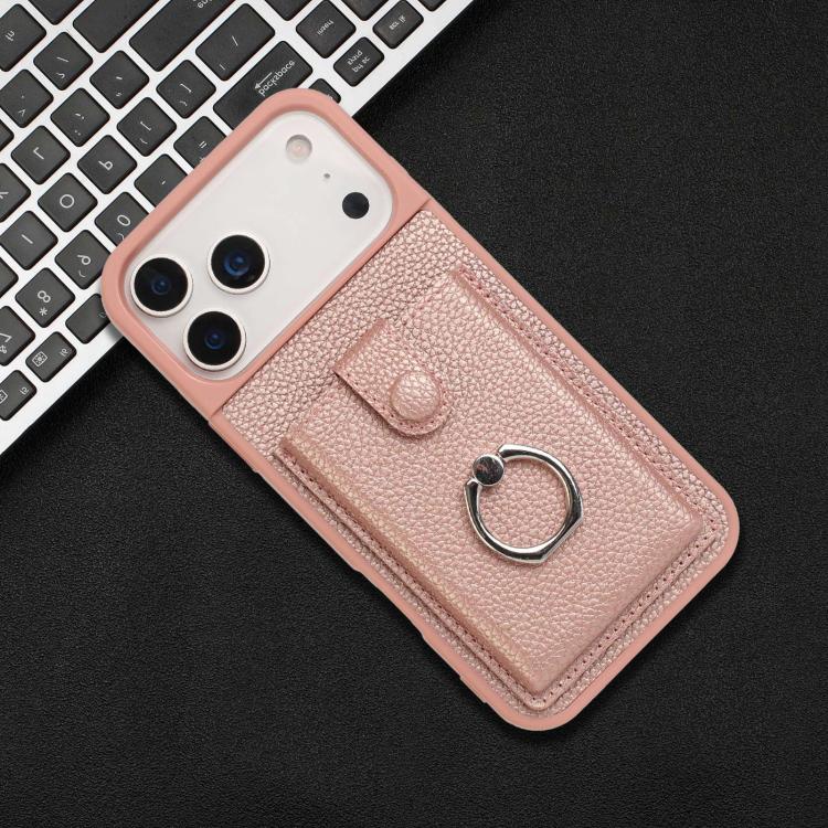 Litchi Texture Drawing Card Bag Ring Holder Phone Case, For iPhone 17 Pro Max, For iPhone 17 Pro, For iPhone 17, For iPhone 17 Air