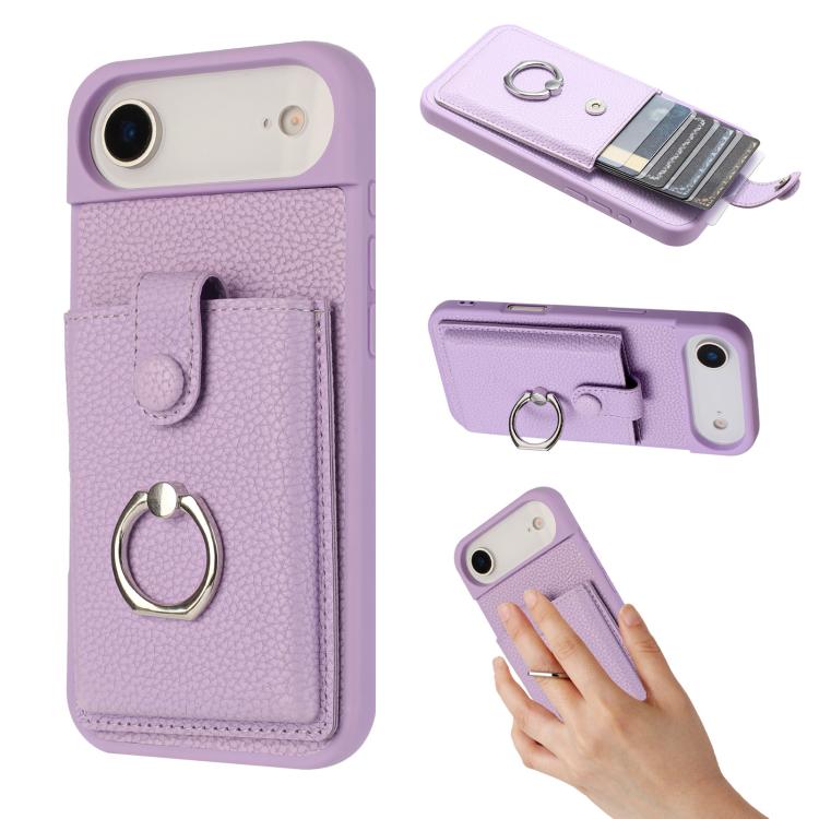 Litchi Texture Drawing Card Bag Ring Holder Phone Case, For iPhone 17 Pro Max, For iPhone 17 Pro, For iPhone 17, For iPhone 17 Air