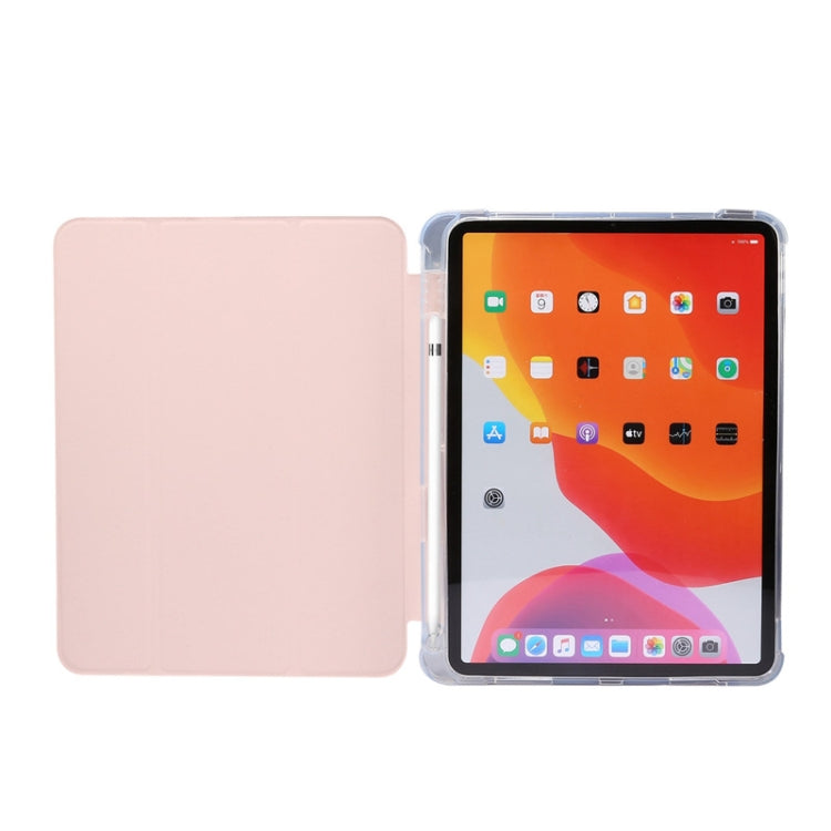 Étui à rabat horizontal en cuir TPU et PU transparent, 3 volets, avec support, emplacement pour stylo et fonction veille/réveil, pour iPad Air 2022/2020 10.9