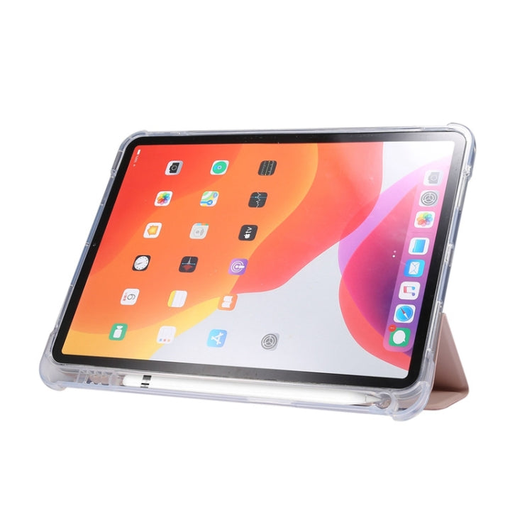 Étui à rabat horizontal en cuir TPU et PU transparent, 3 volets, avec support, emplacement pour stylo et fonction veille/réveil, pour iPad Air 2022/2020 10.9