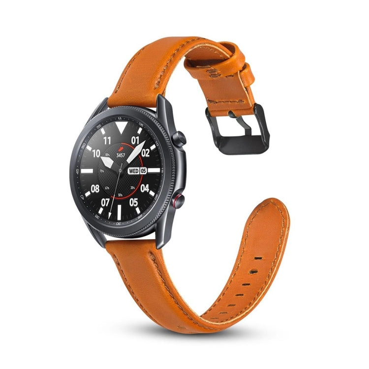 Flat Texture Leather Replacement Strap, For Samsung Galaxy Watch 3 41mm, For Samsung Galaxy Watch 3 45mm