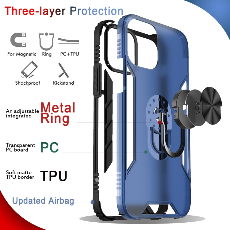 Magnetic Frosted PC + Matte TPU Shockproof Case with Ring Holder, For iPhone 12 mini