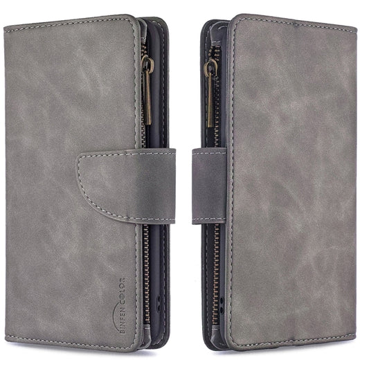 PU leather Galaxy Note20 Ultra case with magnetic zipper and card slots, front hero view