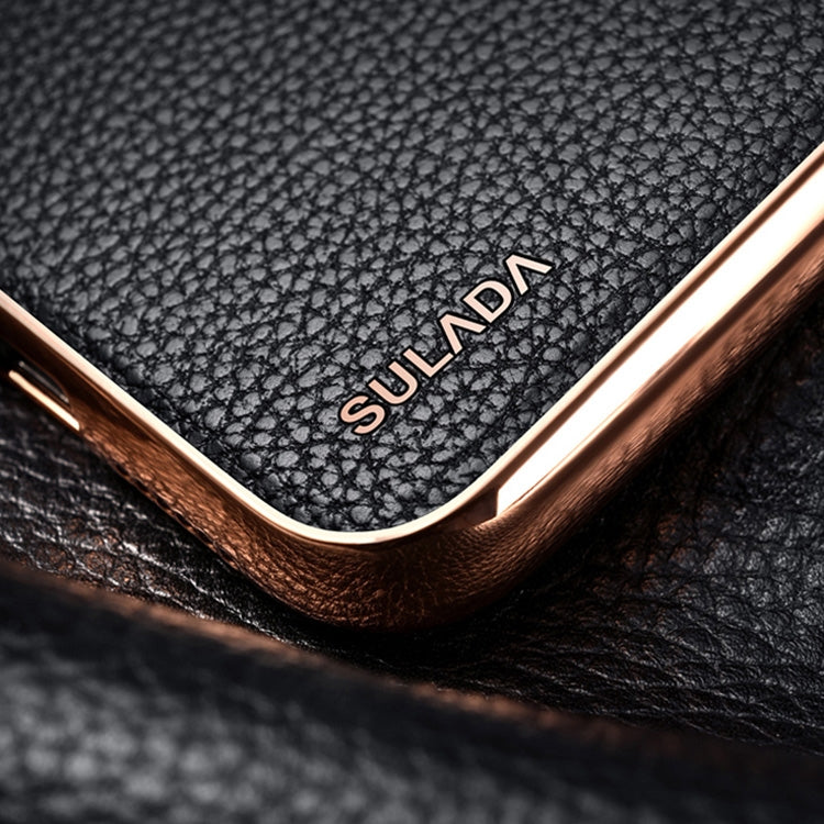 SULADA Litchi Texture Leather Electroplated Shckproof Protective Case