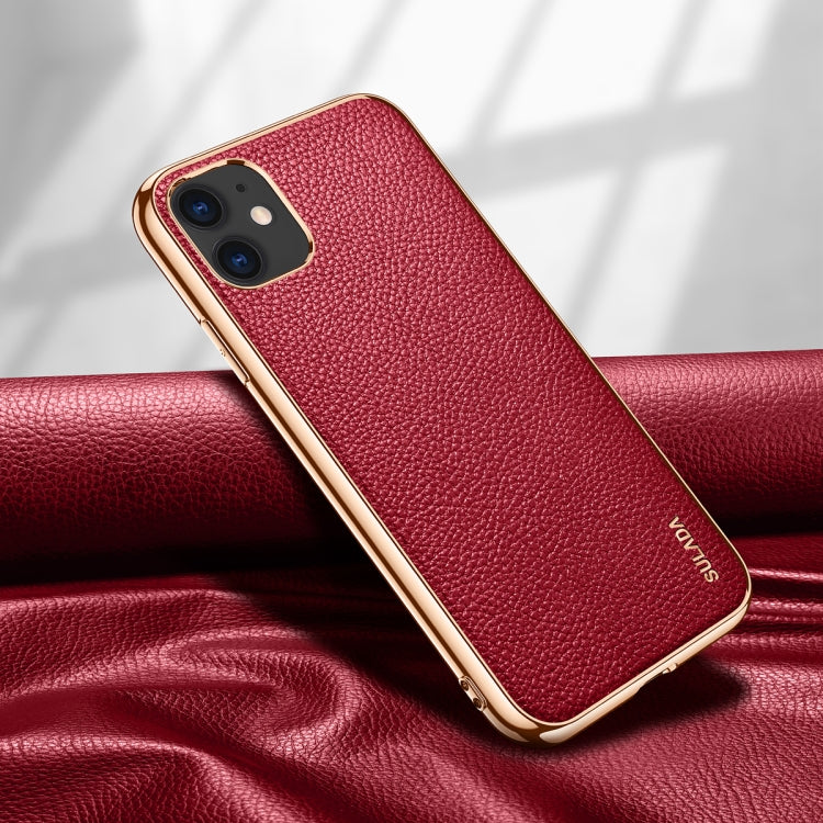SULADA Litchi Texture Leather Electroplated Shckproof Protective Case