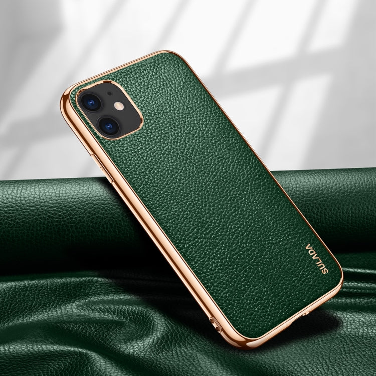 SULADA Litchi Texture Leather Electroplated Shckproof Protective Case