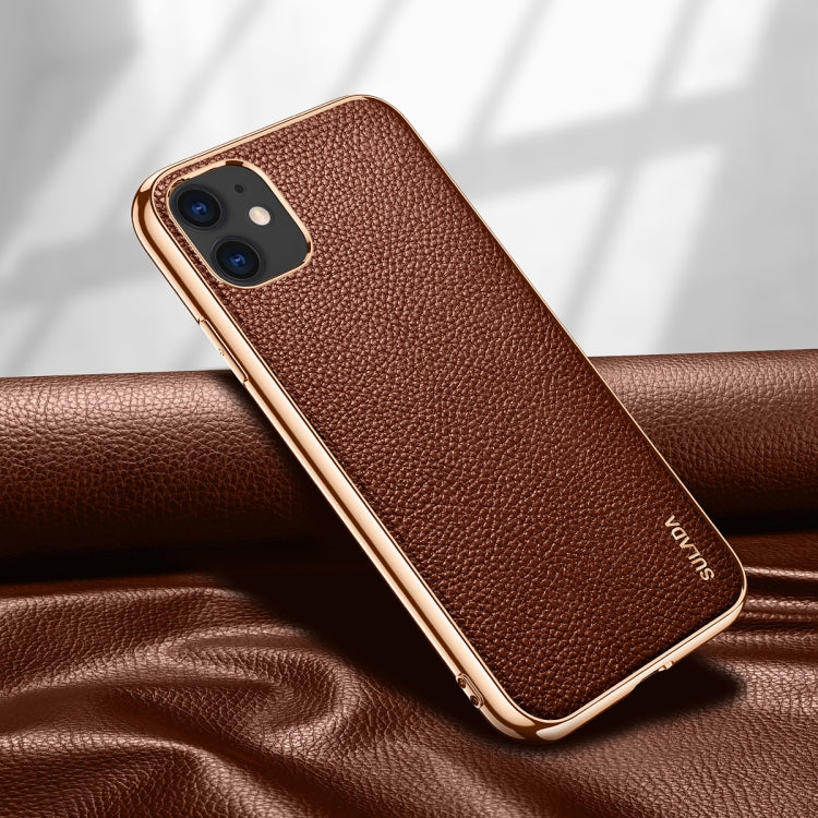 SULADA Litchi Texture Leather Electroplated Shckproof Protective Case