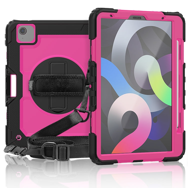 Shockproof Colorful Silicone + PC Protective Case with Holder & Shoulder Strap & Hand Strap & Pen Slot, For iPad Air 2022 / 2020 10.9