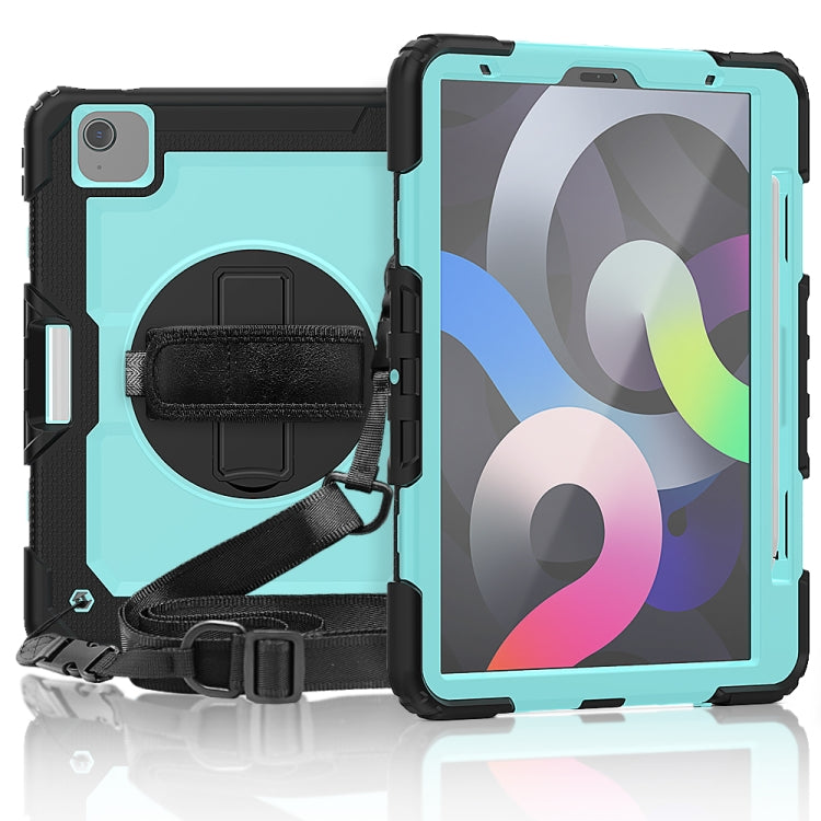 Shockproof Colorful Silicone + PC Protective Case with Holder & Shoulder Strap & Hand Strap & Pen Slot, For iPad Air 2022 / 2020 10.9