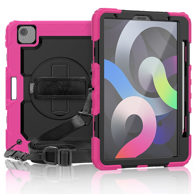 Shockproof Colorful Silicone + PC Protective Case with Holder & Shoulder Strap & Hand Strap & Pen Slot, For iPad Air 2022 / 2020 10.9