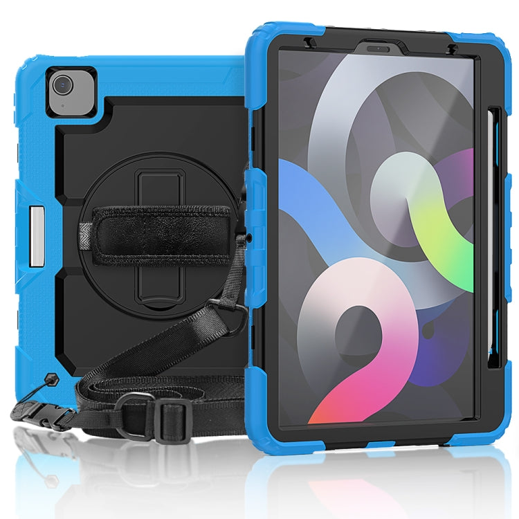 Shockproof Colorful Silicone + PC Protective Case with Holder & Shoulder Strap & Hand Strap & Pen Slot, For iPad Air 2022 / 2020 10.9
