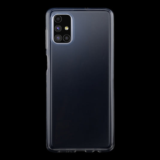 Crystal-clear 0.75mm soft TPU shell safeguarding Galaxy M51 phone from drops and scratches