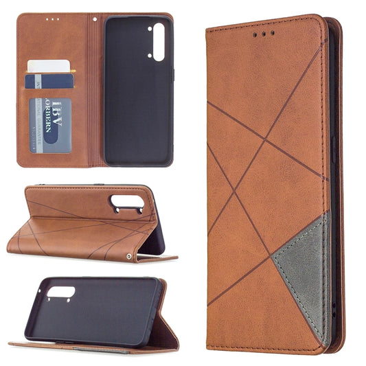 Rhombus texture magnetic leather case with card slots for OPPO Find X2 Lite, black holder wallet
