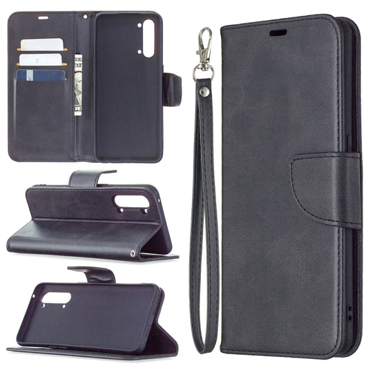 Retro lambskin texture PU leather flip case Galaxy A42 5G with card slots and lanyard