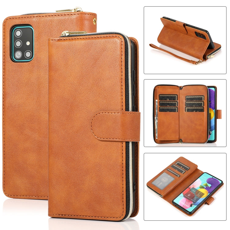 Zipper Wallet Bag Horizontal Flip PU Leather Case with Holder & 9 Card Slots & Wallet & Lanyard & Photo Frame, For Samsung Galaxy A51, For Samsung Galaxy A51 5G, For Samsung Galaxy A70, For Samsung Galaxy A71