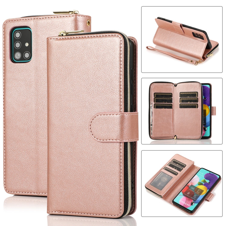 Zipper Wallet Bag Horizontal Flip PU Leather Case with Holder & 9 Card Slots & Wallet & Lanyard & Photo Frame, For Samsung Galaxy A51, For Samsung Galaxy A51 5G, For Samsung Galaxy A70, For Samsung Galaxy A71