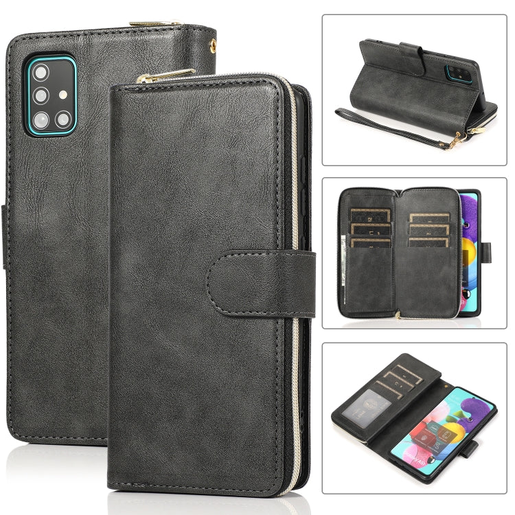Zipper Wallet Bag Horizontal Flip PU Leather Case with Holder & 9 Card Slots & Wallet & Lanyard & Photo Frame, For Samsung Galaxy A51, For Samsung Galaxy A51 5G, For Samsung Galaxy A70, For Samsung Galaxy A71