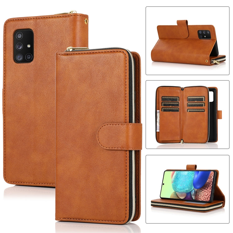 Zipper Wallet Bag Horizontal Flip PU Leather Case with Holder & 9 Card Slots & Wallet & Lanyard & Photo Frame, For Samsung Galaxy A51, For Samsung Galaxy A51 5G, For Samsung Galaxy A70, For Samsung Galaxy A71