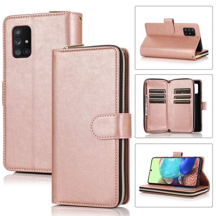 Zipper Wallet Bag Horizontal Flip PU Leather Case with Holder & 9 Card Slots & Wallet & Lanyard & Photo Frame, For Samsung Galaxy A51, For Samsung Galaxy A51 5G, For Samsung Galaxy A70, For Samsung Galaxy A71