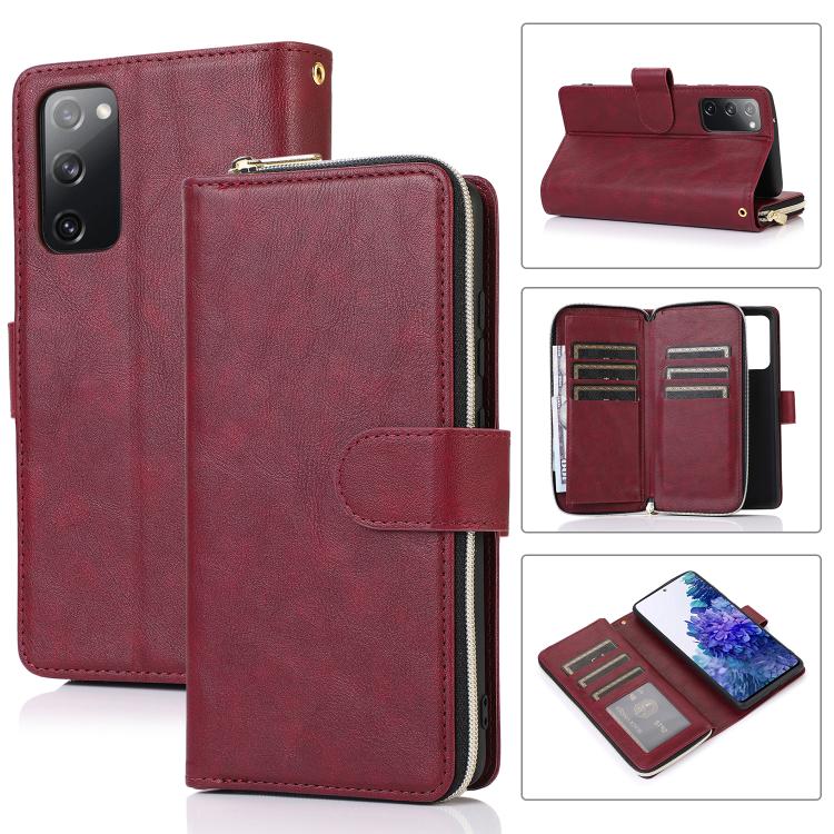 Zipper Wallet Bag Horizontal Flip PU Leather Case with Holder & 9 Card Slots & Wallet & Lanyard & Photo Frame, For Samsung Galaxy Note20 Ultra, For Samsung Galaxy S20 FE 5G