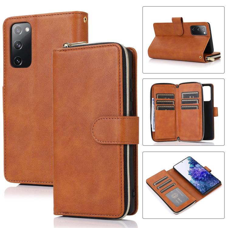 Zipper Wallet Bag Horizontal Flip PU Leather Case with Holder & 9 Card Slots & Wallet & Lanyard & Photo Frame, For Samsung Galaxy Note20 Ultra, For Samsung Galaxy S20 FE 5G