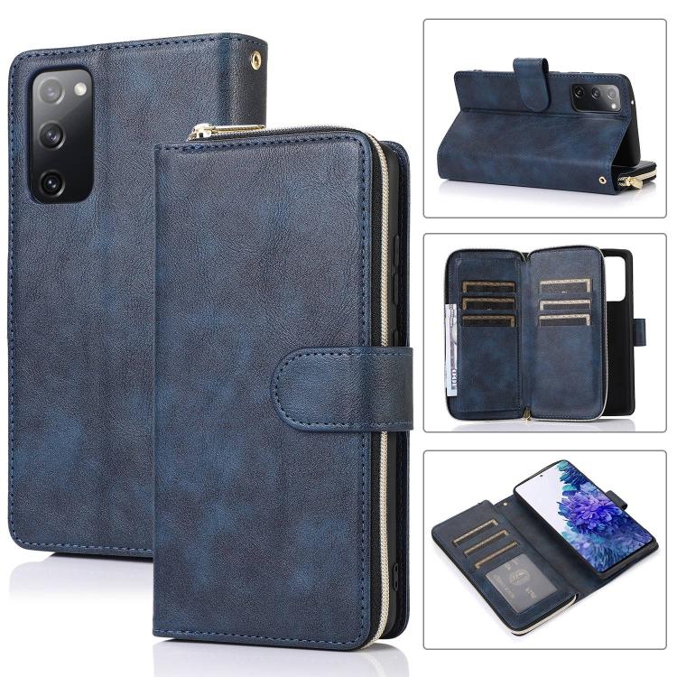 Zipper Wallet Bag Horizontal Flip PU Leather Case with Holder & 9 Card Slots & Wallet & Lanyard & Photo Frame, For Samsung Galaxy Note20 Ultra, For Samsung Galaxy S20 FE 5G