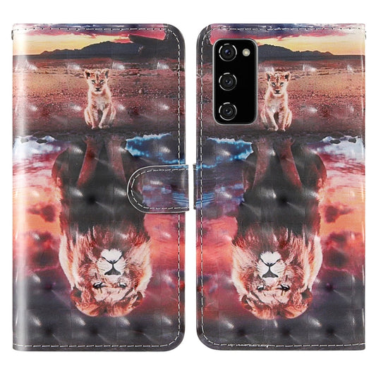 3D painted pattern Samsung Galaxy S20 FE flip case with card slots and lanyard