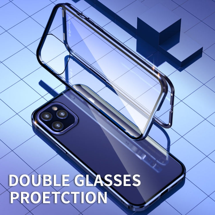 Double Sides Tempered Glass Magnetic Adsorption Metal Frame HD Screen Case, For iPhone 12 mini