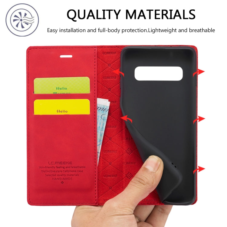 LC.IMEEKE Strong Magnetism Ultra-thin Horizontal Flip Shockproof Matte TPU + PU Leather Case with Holder & Card Slots & Wallet, For Samsung Galaxy S10, For Samsung Galaxy S10+
