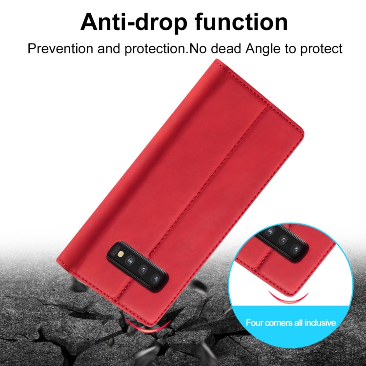LC.IMEEKE Strong Magnetism Ultra-thin Horizontal Flip Shockproof Matte TPU + PU Leather Case with Holder & Card Slots & Wallet, For Samsung Galaxy S10, For Samsung Galaxy S10+