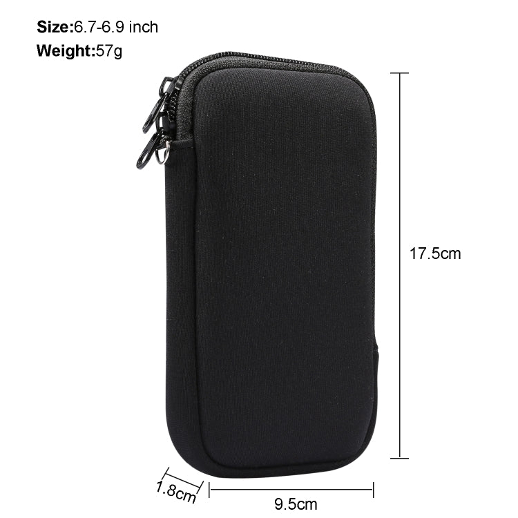 Universal Elasticity Zipper Protective Case Storage Bag with Lanyard For iPhone 12 Pro Max / 6.7-6.9 inch Smart Phones, For iPhone 12 Pro Max