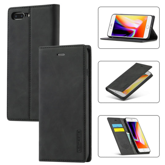 LC.IMEEKE magnetic flip case for iPhone with card slots and wallet holder, matte TPU leather
