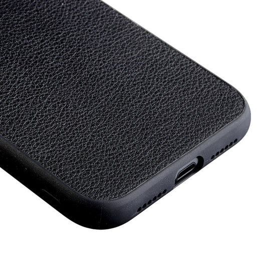 Side profile of genuine leather protective case for iPhone 12 Pro Max with beaded finish