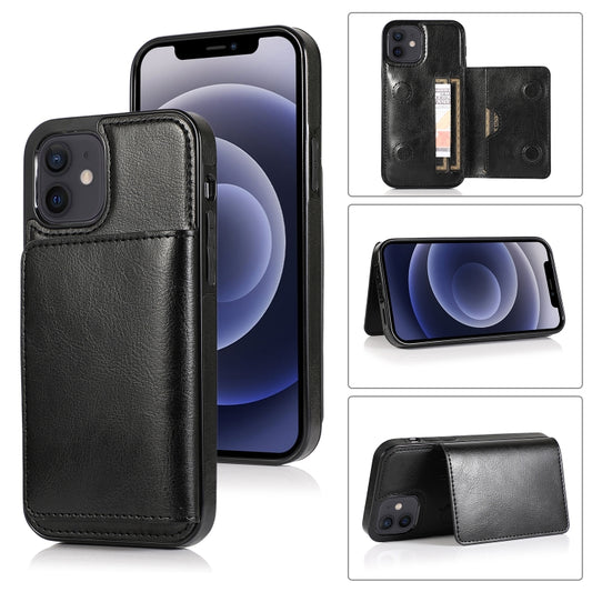 Shockproof PU TPU protective case iPhone 12 mini with card slots and stand holder
