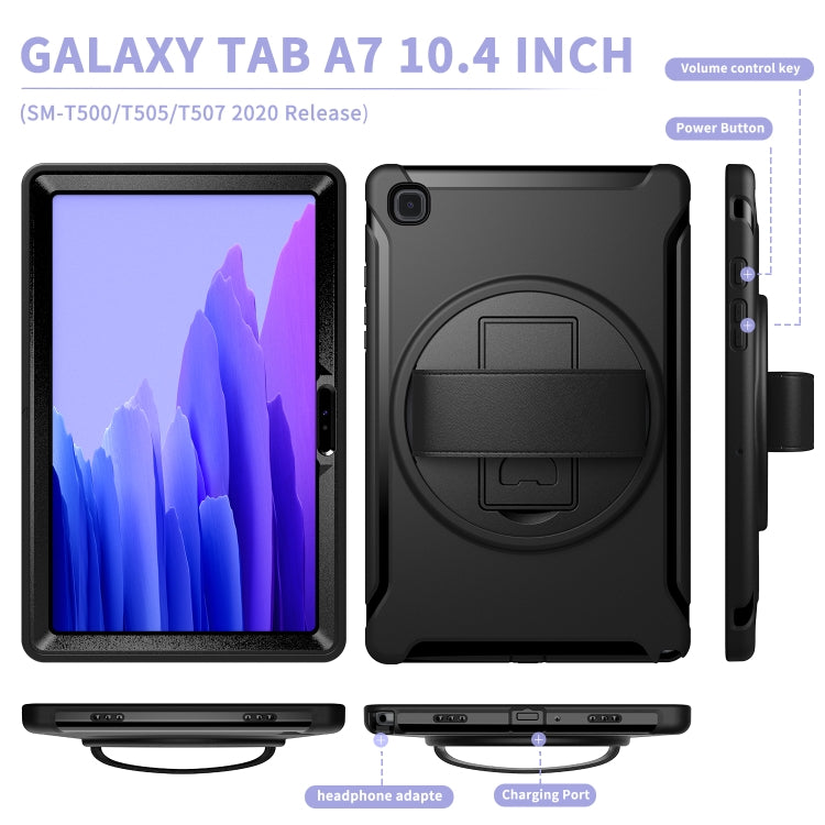 360 Degree Rotation PC + TPU Protective Case with Holder & Hand-strap & Pen Slot, For Samsung Galaxy Tab A7 (2020) T500/T505, For iPad Air 2022 / 2020 10.9, For iPad Air 2022 / 2020