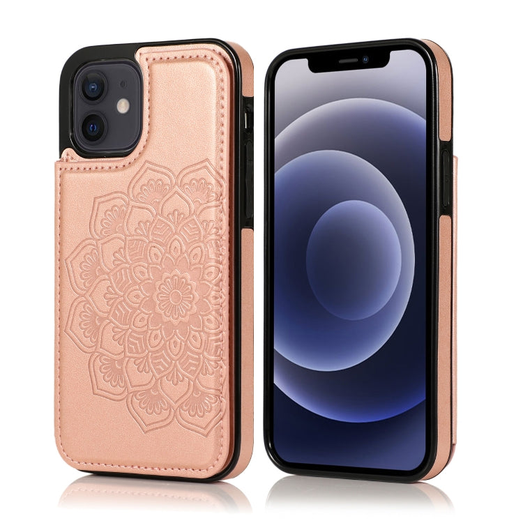 Double Buckle Mandala Pattern PU+TPU Protective Case with Card Slots & Holder & Photo Frame, For iPhone 12 mini, For iPhone 12 / 12 Pro, For iPhone 12 Pro Max