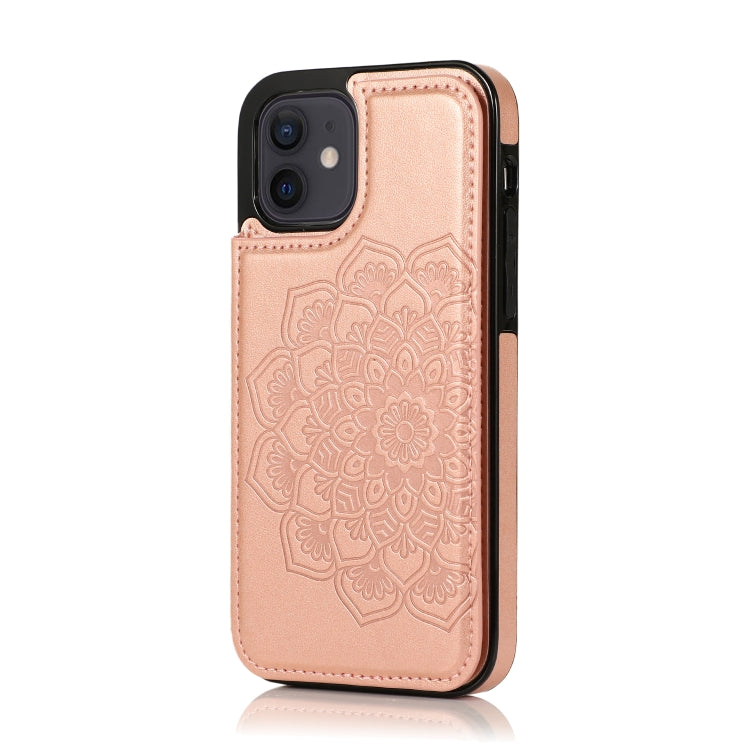 Double Buckle Mandala Pattern PU+TPU Protective Case with Card Slots & Holder & Photo Frame, For iPhone 12 mini, For iPhone 12 / 12 Pro, For iPhone 12 Pro Max
