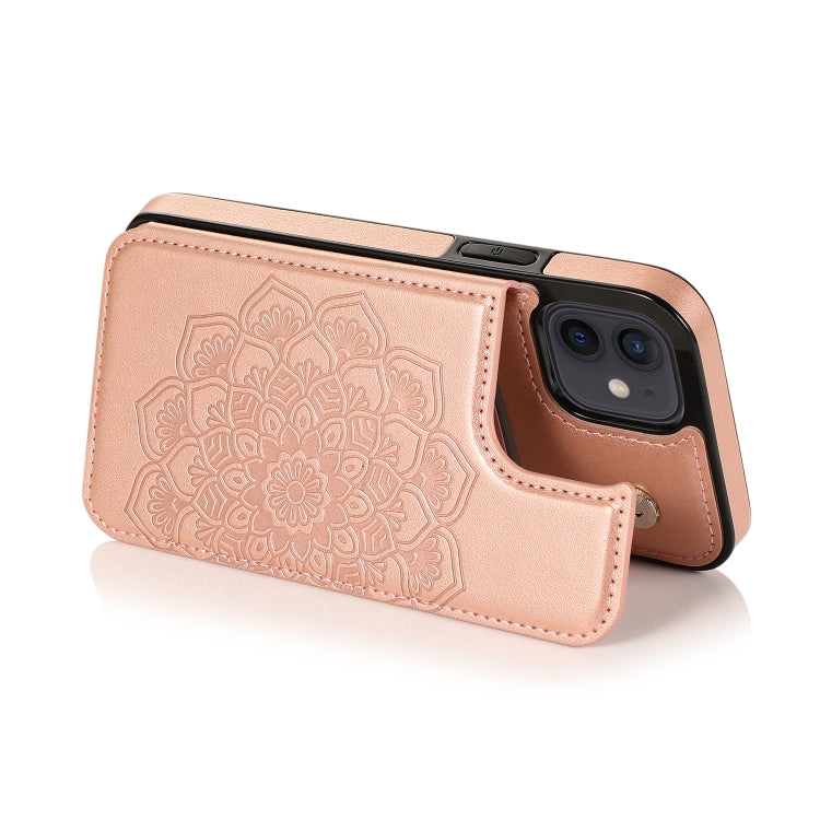 Double Buckle Mandala Pattern PU+TPU Protective Case with Card Slots & Holder & Photo Frame, For iPhone 12 mini, For iPhone 12 / 12 Pro, For iPhone 12 Pro Max