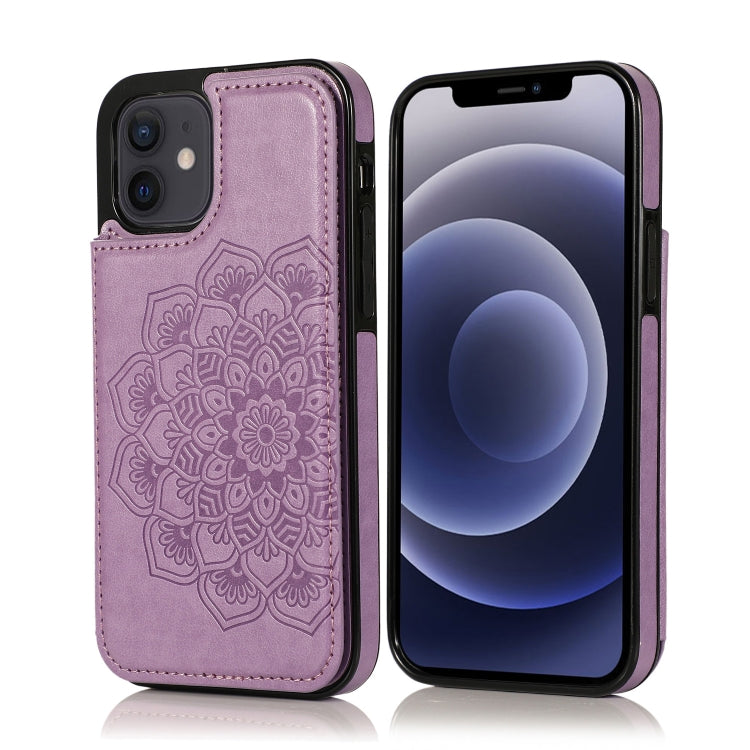 Double Buckle Mandala Pattern PU+TPU Protective Case with Card Slots & Holder & Photo Frame, For iPhone 12 mini, For iPhone 12 / 12 Pro, For iPhone 12 Pro Max