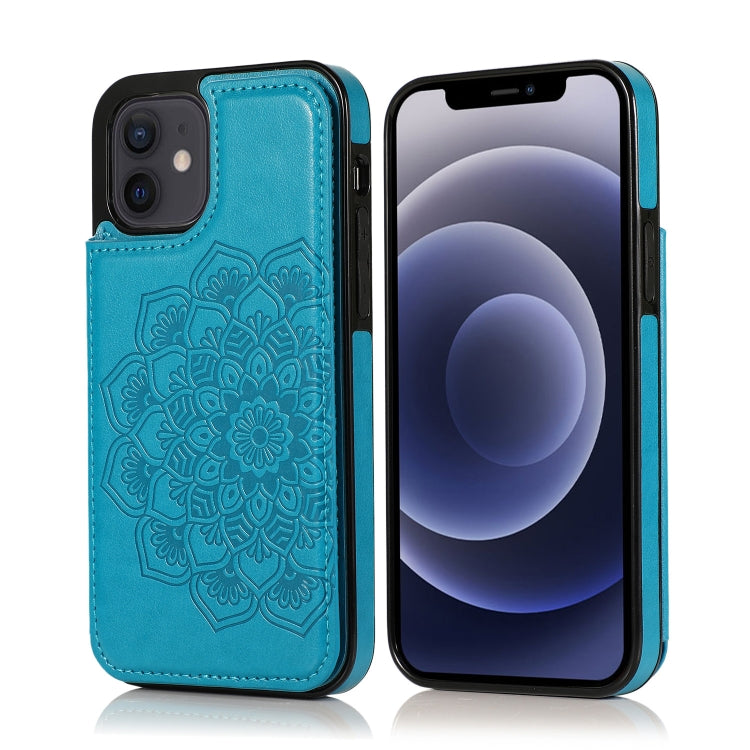 Double Buckle Mandala Pattern PU+TPU Protective Case with Card Slots & Holder & Photo Frame, For iPhone 12 mini, For iPhone 12 / 12 Pro, For iPhone 12 Pro Max