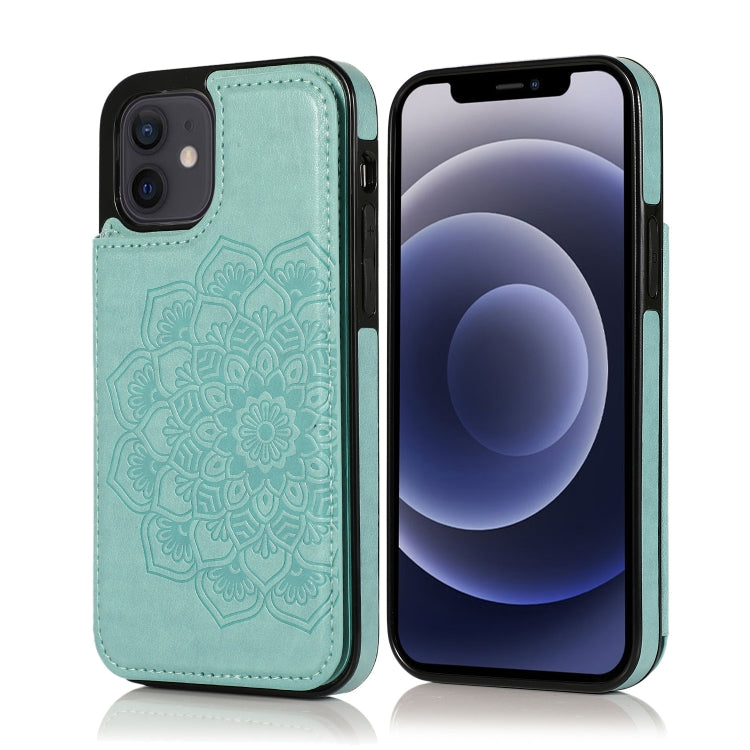 Double Buckle Mandala Pattern PU+TPU Protective Case with Card Slots & Holder & Photo Frame, For iPhone 12 mini, For iPhone 12 / 12 Pro, For iPhone 12 Pro Max