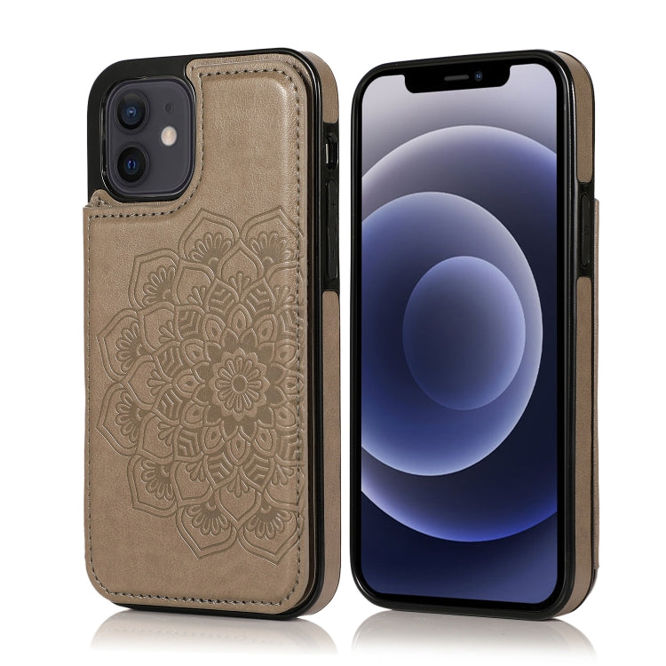 Double Buckle Mandala Pattern PU+TPU Protective Case with Card Slots & Holder & Photo Frame, For iPhone 12 mini, For iPhone 12 / 12 Pro, For iPhone 12 Pro Max