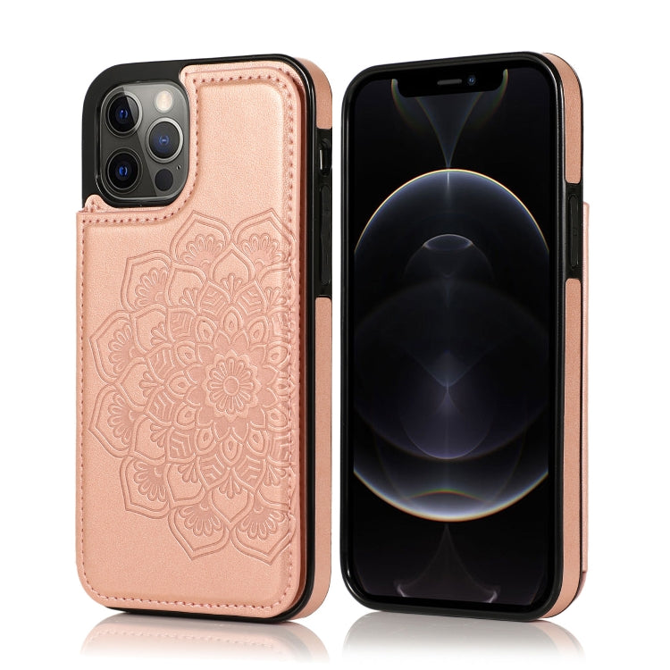 Double Buckle Mandala Pattern PU+TPU Protective Case with Card Slots & Holder & Photo Frame, For iPhone 12 mini, For iPhone 12 / 12 Pro, For iPhone 12 Pro Max