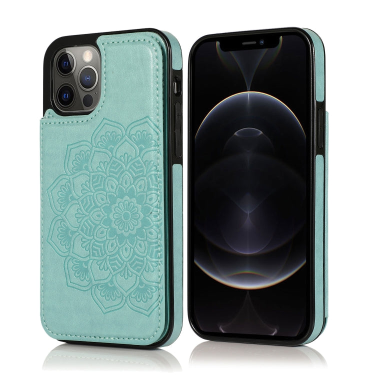 Double Buckle Mandala Pattern PU+TPU Protective Case with Card Slots & Holder & Photo Frame, For iPhone 12 mini, For iPhone 12 / 12 Pro, For iPhone 12 Pro Max