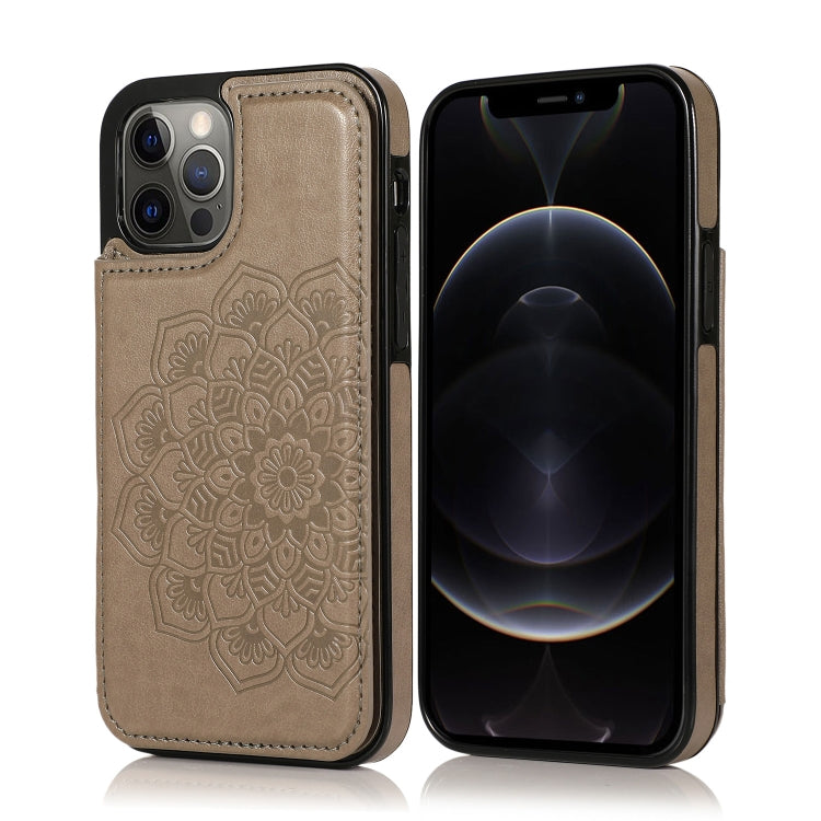 Double Buckle Mandala Pattern PU+TPU Protective Case with Card Slots & Holder & Photo Frame, For iPhone 12 mini, For iPhone 12 / 12 Pro, For iPhone 12 Pro Max