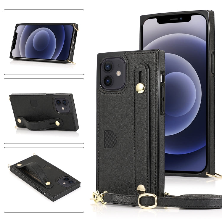 PU+TPU Shockproof Protective Case with Crossbody Lanyard & Holder & Card Slot & Wrist Strap