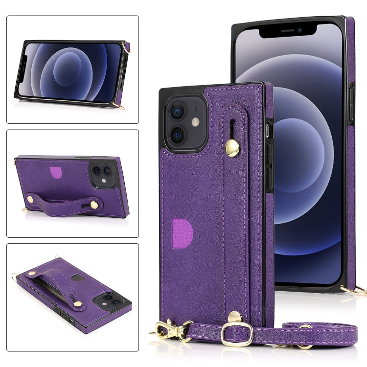 PU+TPU Shockproof Protective Case with Crossbody Lanyard & Holder & Card Slot & Wrist Strap