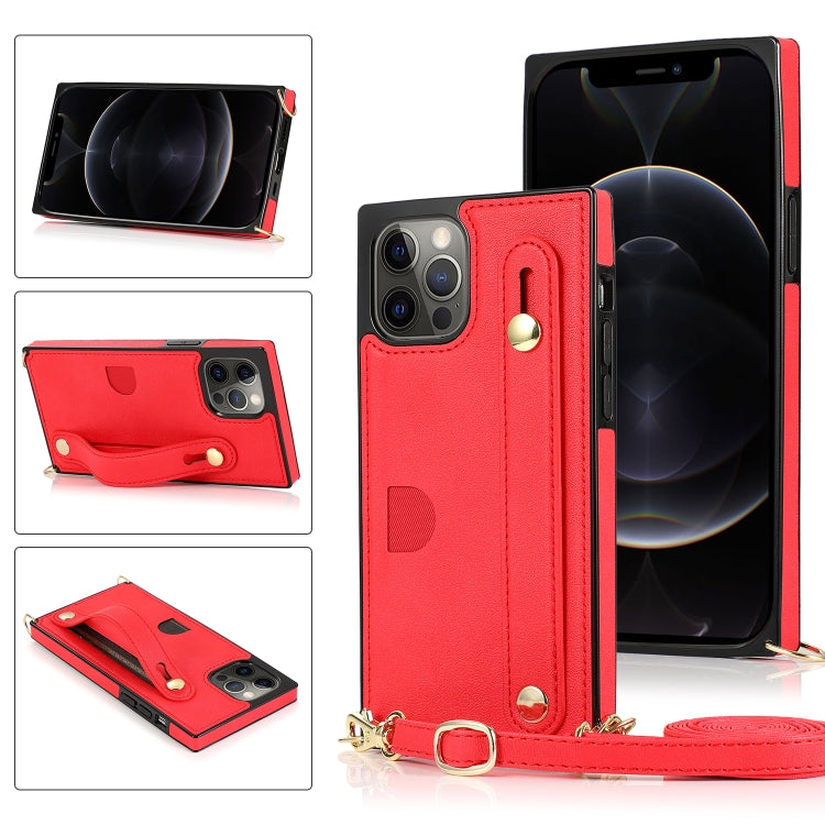 PU+TPU Shockproof Protective Case with Crossbody Lanyard & Holder & Card Slot & Wrist Strap