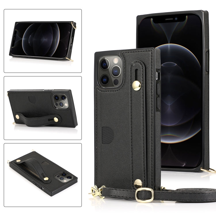 PU+TPU Shockproof Protective Case with Crossbody Lanyard & Holder & Card Slot & Wrist Strap