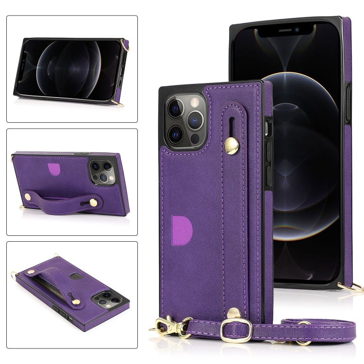 PU+TPU Shockproof Protective Case with Crossbody Lanyard & Holder & Card Slot & Wrist Strap